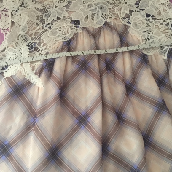 The LOFT Plaid Lacy Mockneck Top - Picture 9 of 9